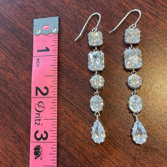 Kenneth Jay Lane Cubic Zirconia Drop Earrings; 3” - Picture 3 of 7